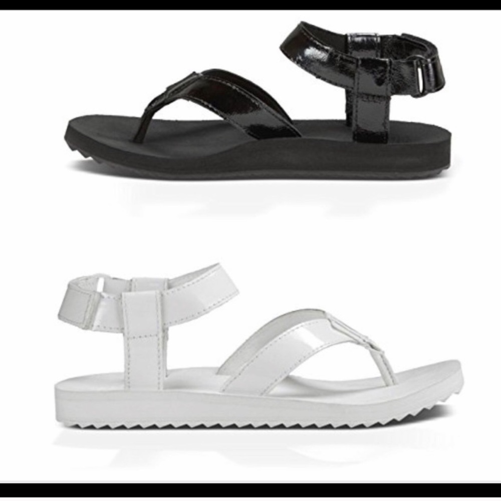 Teva white patent leather sandals size 8